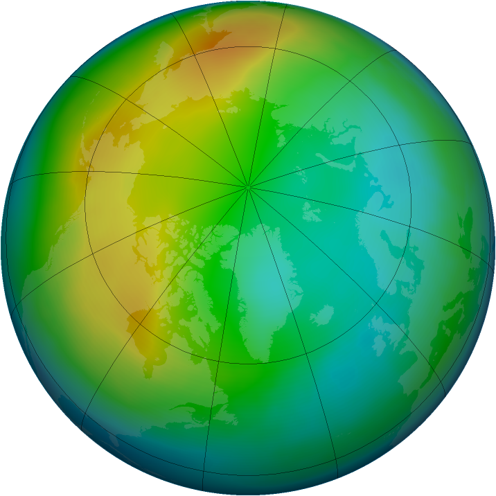 Arctic ozone map for December 2008